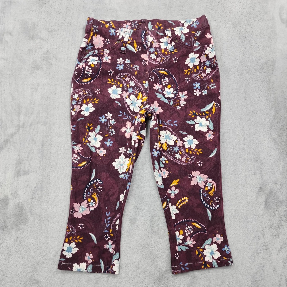 Time And Tru Jeans Womens S Purple Floral Capri Jegging Stretch Denim Casual